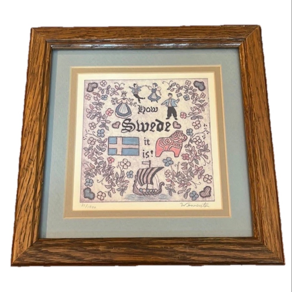 “How Swede It Is” Framed Folk Art Swedish 31/1000 by Wennersten